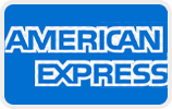 American Express logo with white text on a blue background.