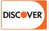 Discover logo with black text and an orange circle replacing the "O," set on a white background with an orange border on the right side.